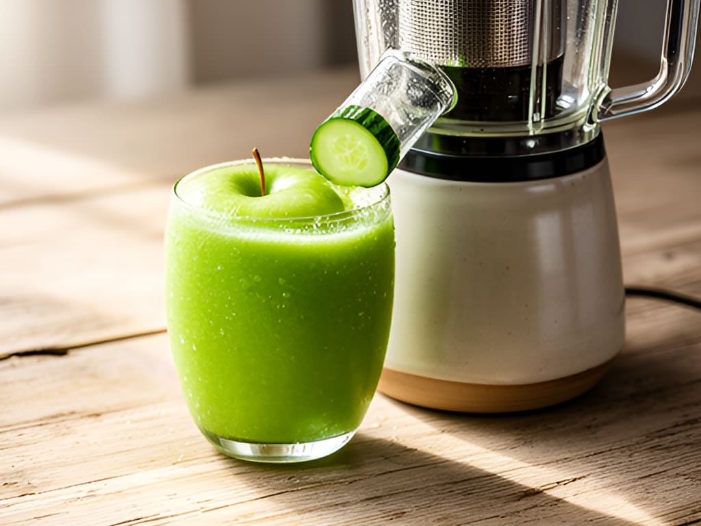 Jus vert pomme, concombre et gingembre